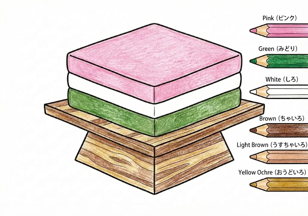 ひな祭りの食べ物（完成見本） (Hinamatsuri Food (Girl's Festival Foods)) ｜ 高齢者（g3b3）向け無料塗り絵｜美味しい食べ物イラスト