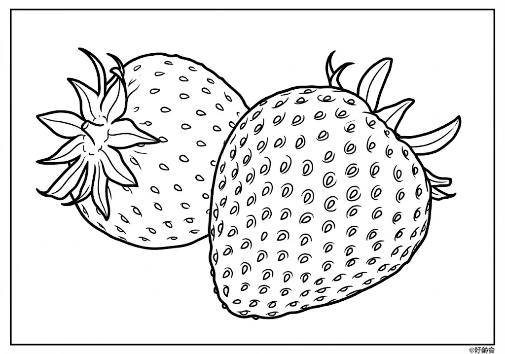 いちご (Strawberry) ｜ 高齢者（g3b3）向け無料塗り絵｜美味しい食べ物イラスト