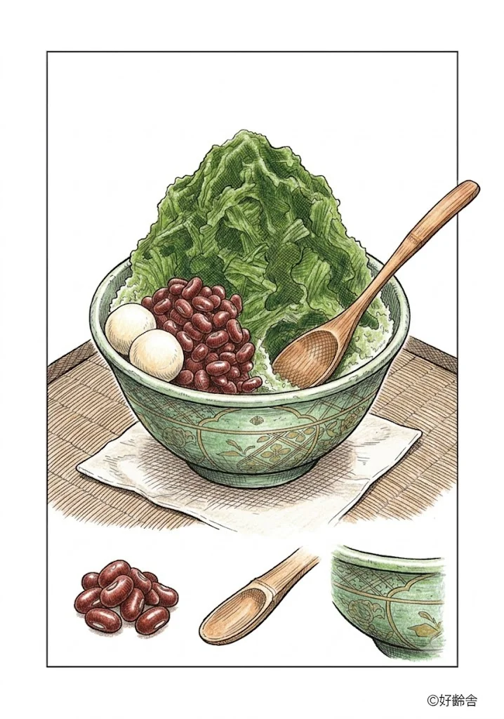 宇治金時の塗り絵 完成見本(カラーサンプル・高齢者レク用)