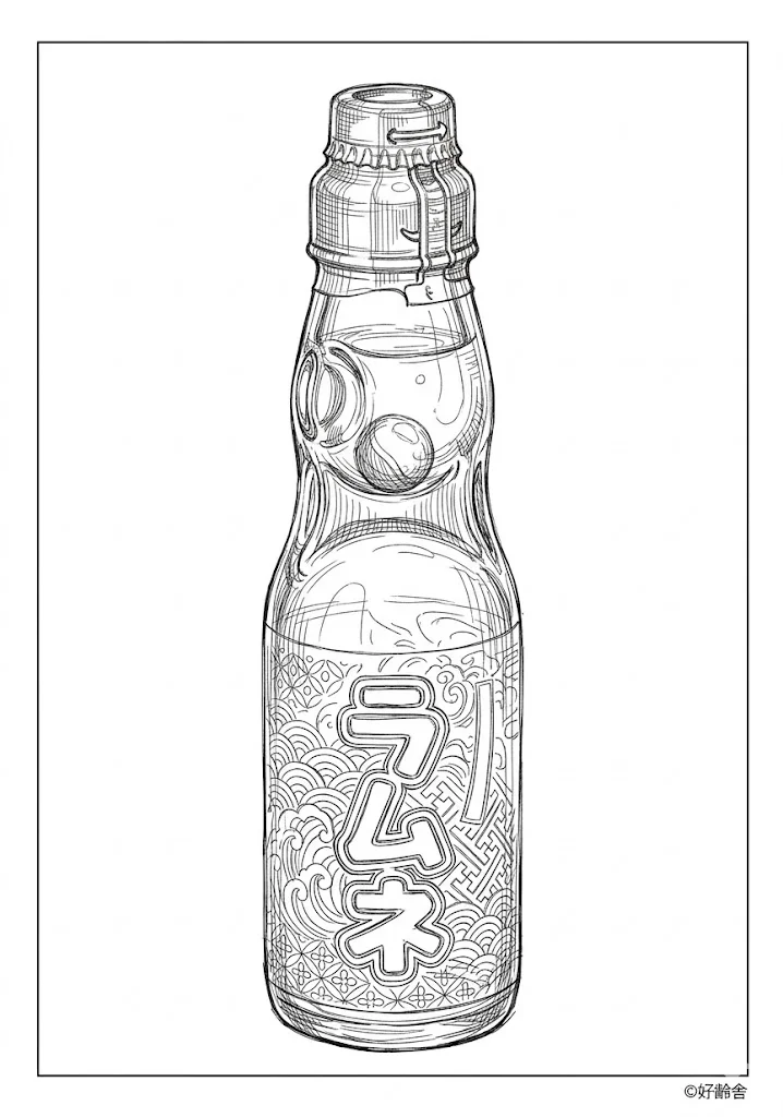 ラムネの塗り絵の塗り絵（高齢者向け）