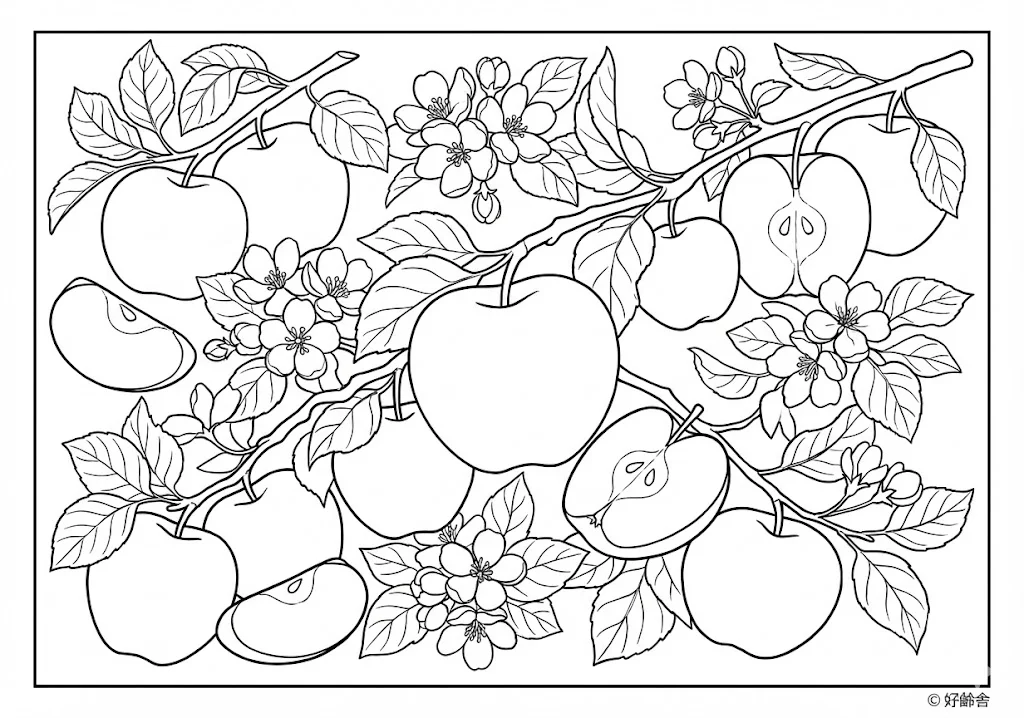 りんごの塗り絵