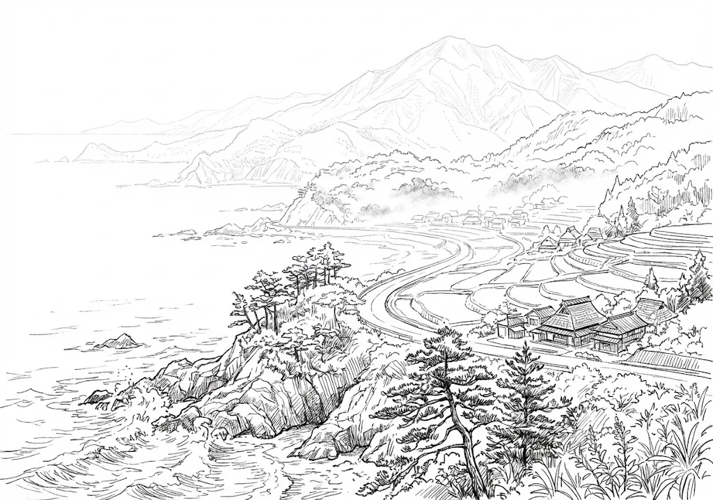 能登半島の塗り絵