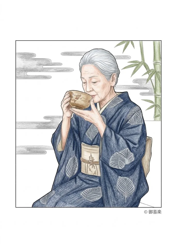 彩色見本：竹林でお茶