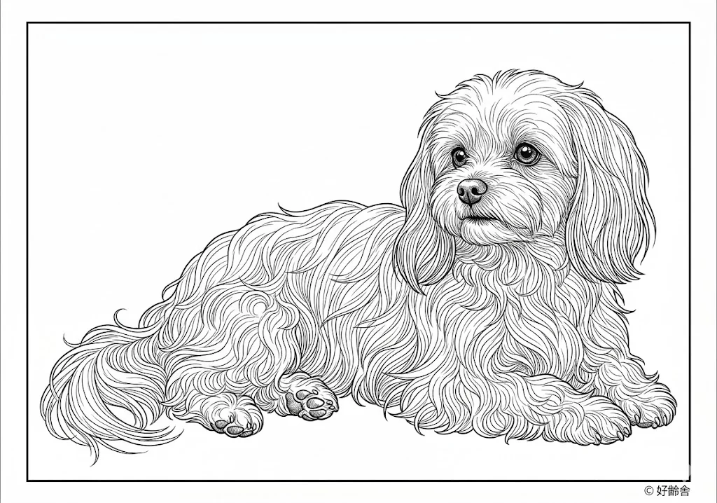 マルチーズ ｜ 高齢者（g3b3）向け無料塗り絵