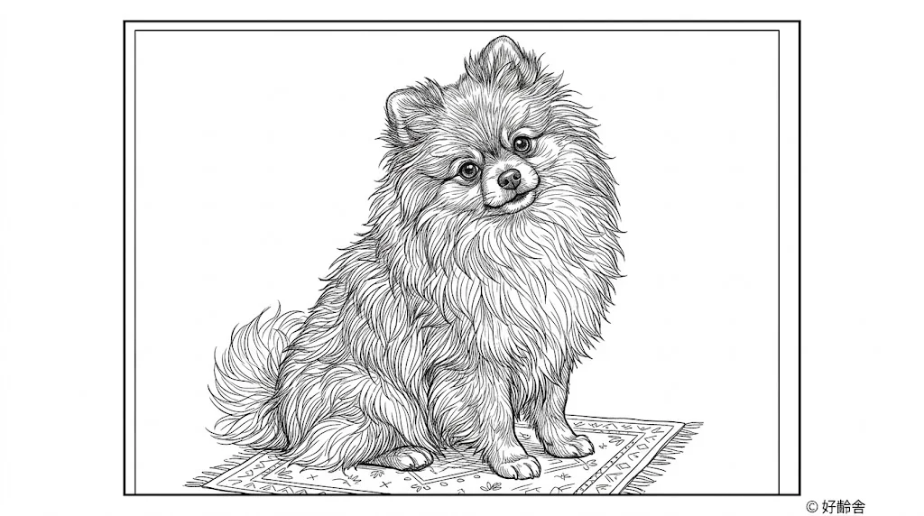 ポメラニアン ｜ 高齢者（g3b3）向け無料塗り絵