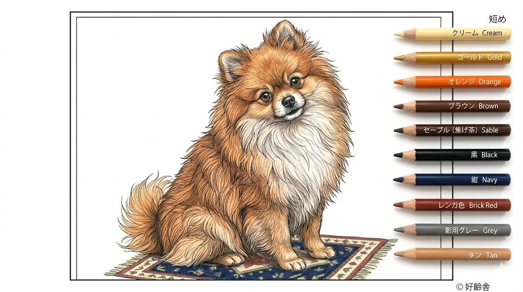 ポメラニアン（完成見本） ｜ 高齢者（g3b3）向け無料塗り絵