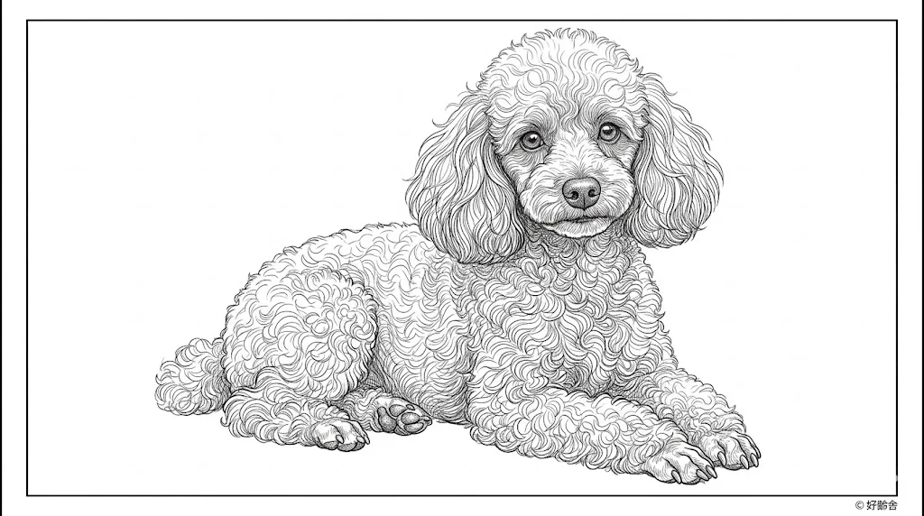 トイプードルの塗り絵の塗り絵（高齢者向け）
