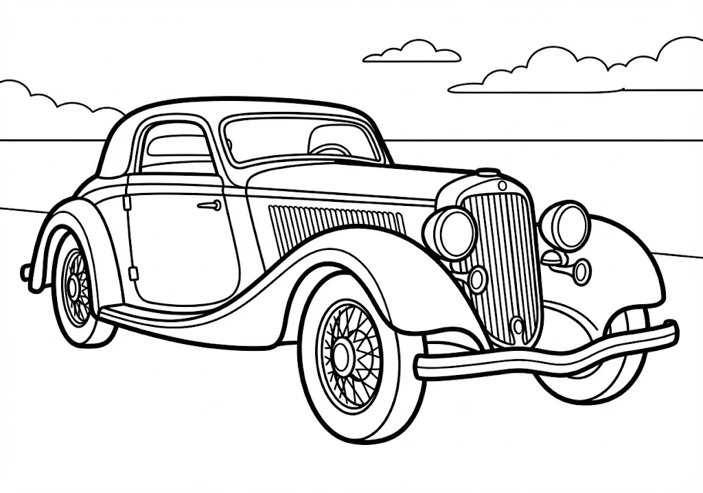 クラシックカー ｜ 高齢者（g3b3）向け無料塗り絵