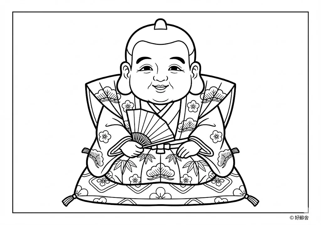 福助の塗り絵の塗り絵（高齢者向け）