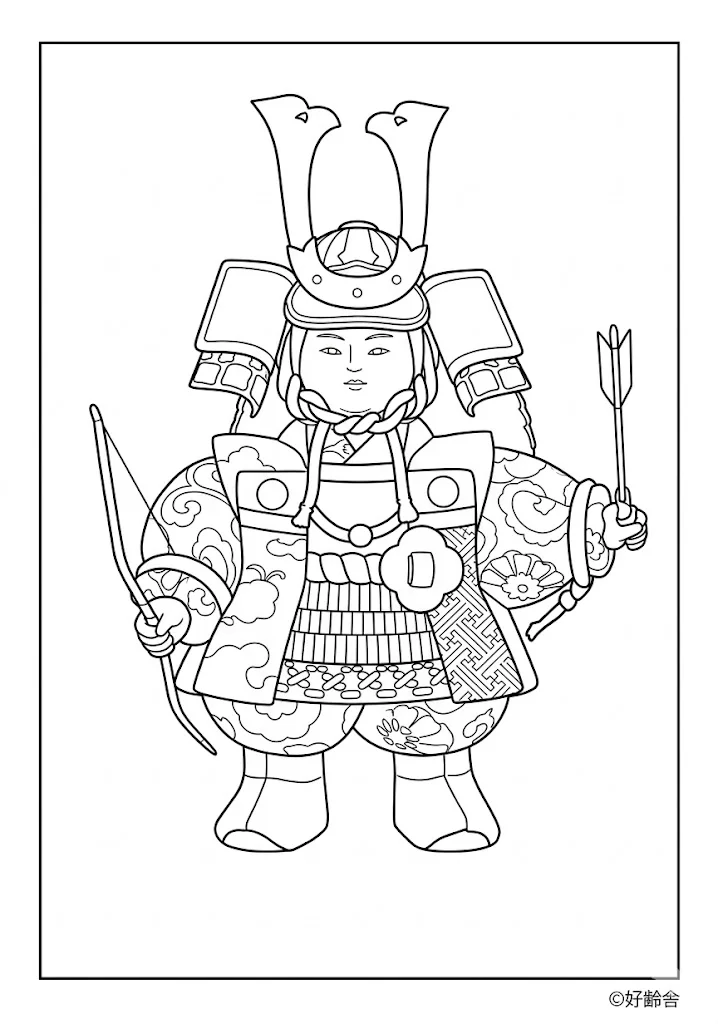 五月人形（兜・鎧）の塗り絵の塗り絵（高齢者向け）