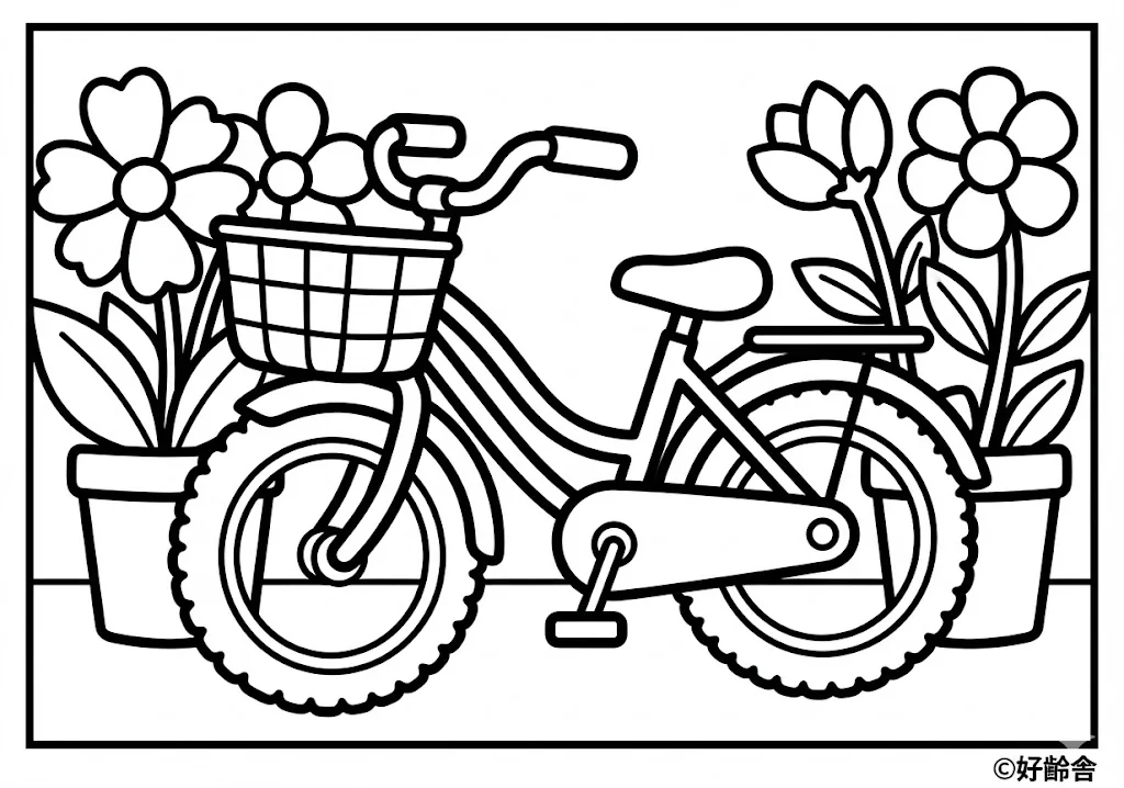 自転車 ｜ 高齢者（g3b3）向け無料塗り絵