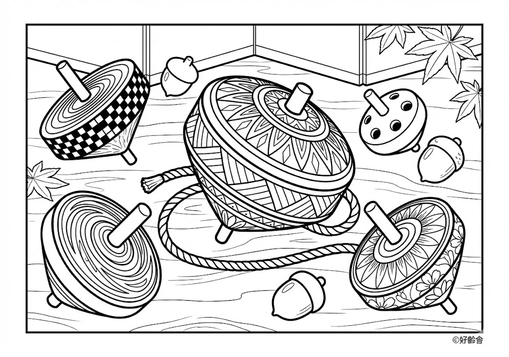 独楽（こま） ｜ 高齢者（g3b3）向け無料塗り絵