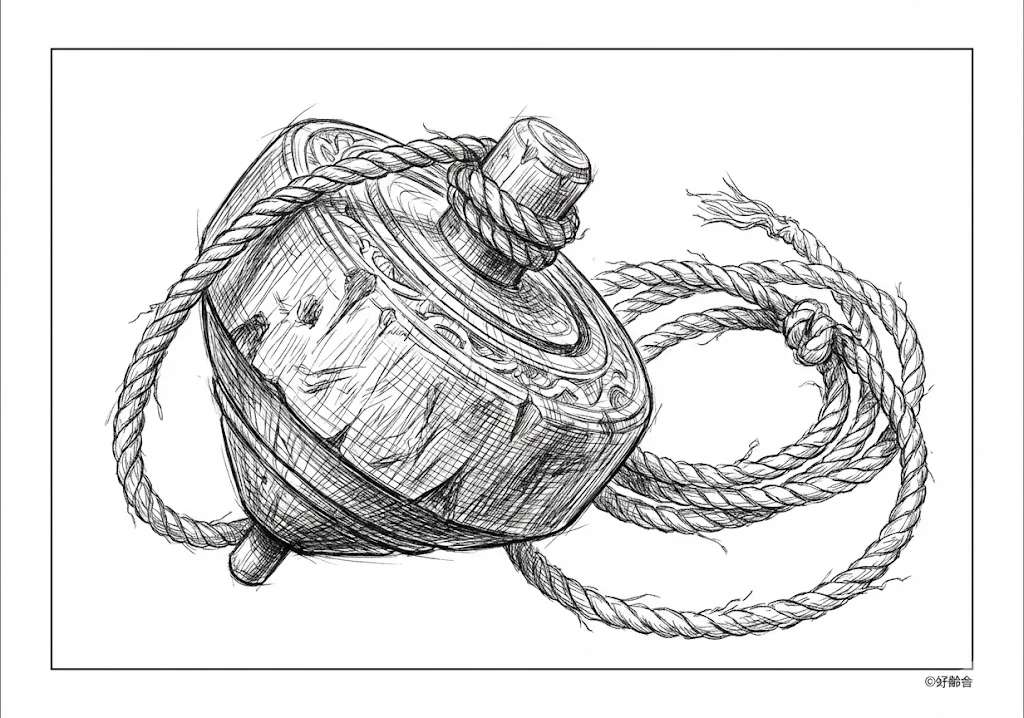 独楽（こま） ｜ 高齢者（g3b3）向け無料塗り絵