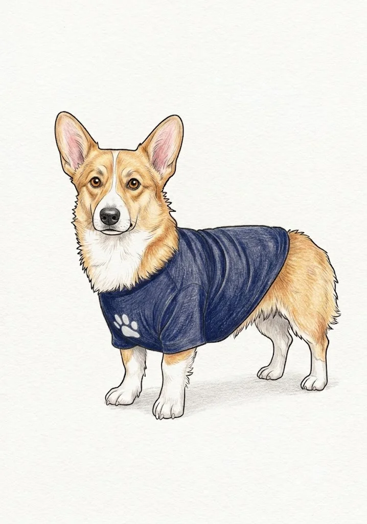 ウェルシュコーギーの塗り絵（彩色見本）