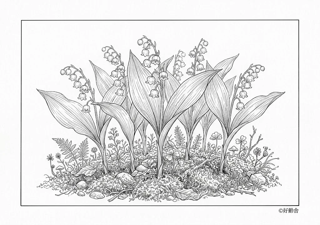 すずらんの塗り絵 無料印刷 高齢者レク