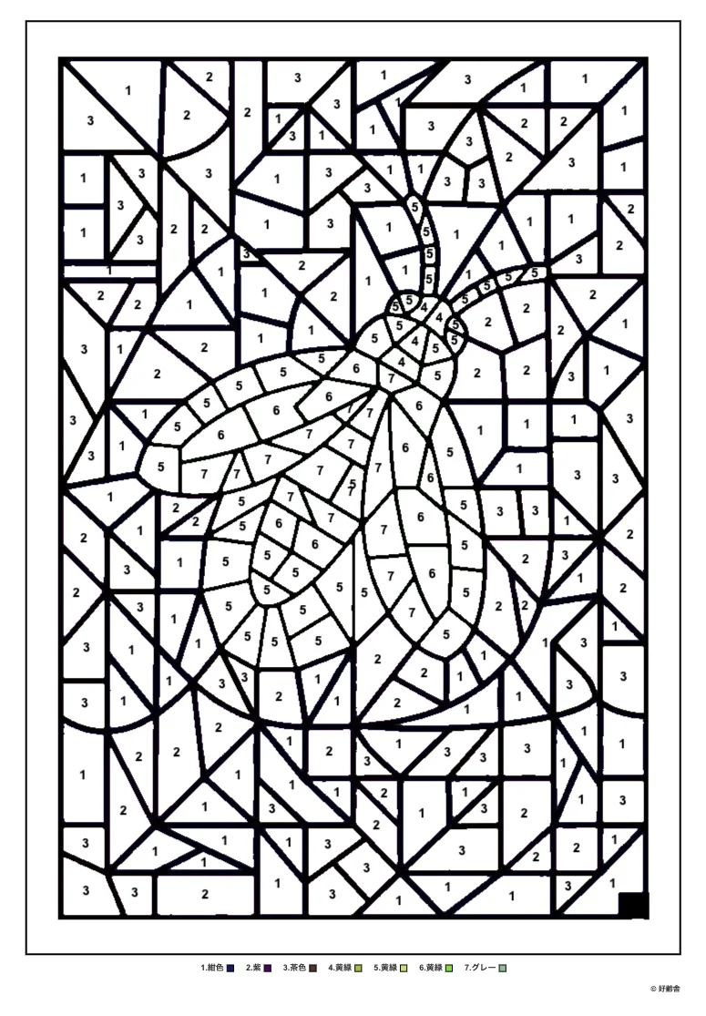 ホタルのパズル塗り絵の塗り絵（高齢者向け）