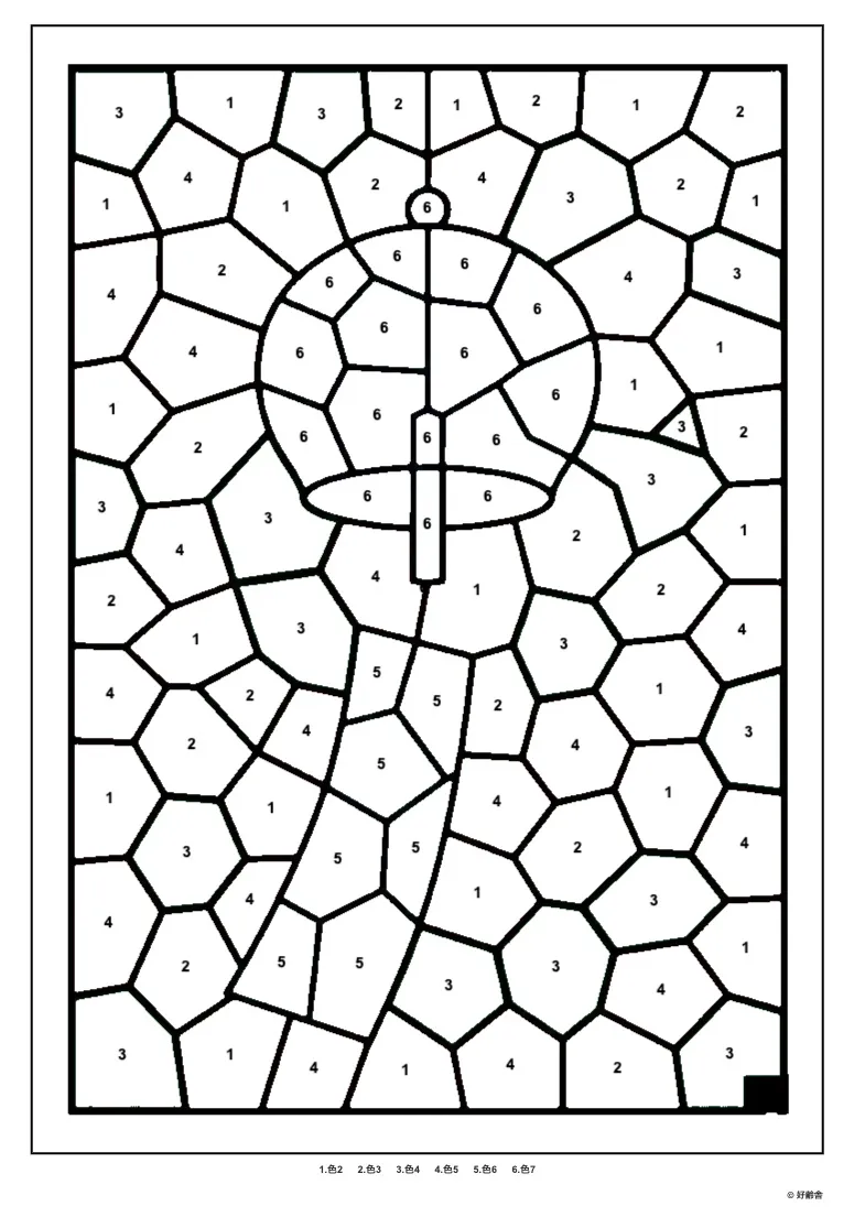 高齢者向け無料パズル塗り絵（数字塗り絵）