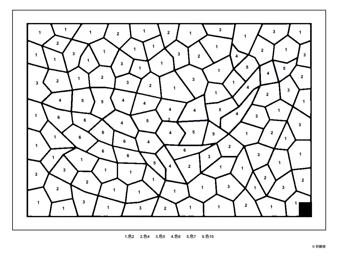 高齢者向け無料パズル塗り絵（数字塗り絵）