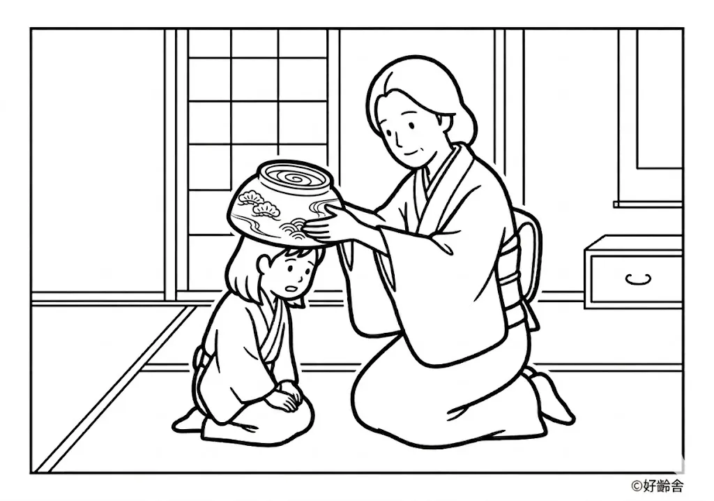 鉢かづき姫 (Hachikazukihime) その一 | 高齢者(g3b3)向け無料塗り絵|昔話・物語イラスト