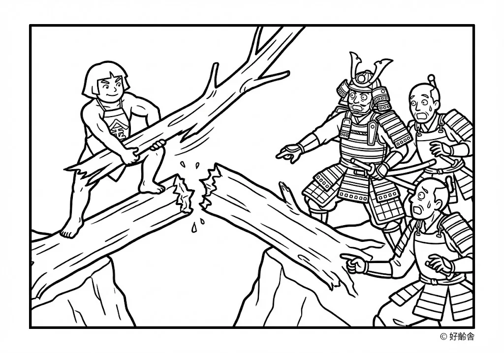 金太郎 (Kintaro) その三 | 高齢者(g3b3)向け無料塗り絵|昔話・物語イラスト