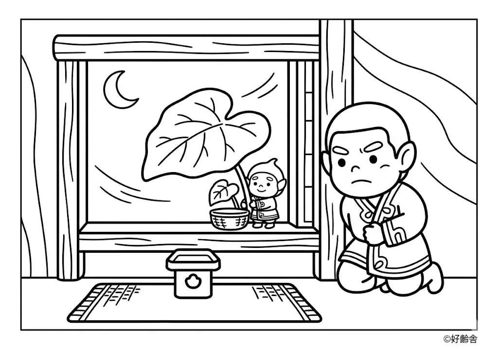 コロポックル (Koropokkuru) その二 | 高齢者(g3b3)向け無料塗り絵|昔話・物語イラスト