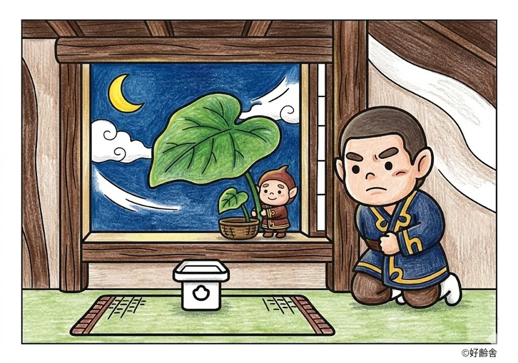 コロポックル(完成見本) (Koropokkuru) その二 | 高齢者(g3b3)向け無料塗り絵|昔話・物語イラスト