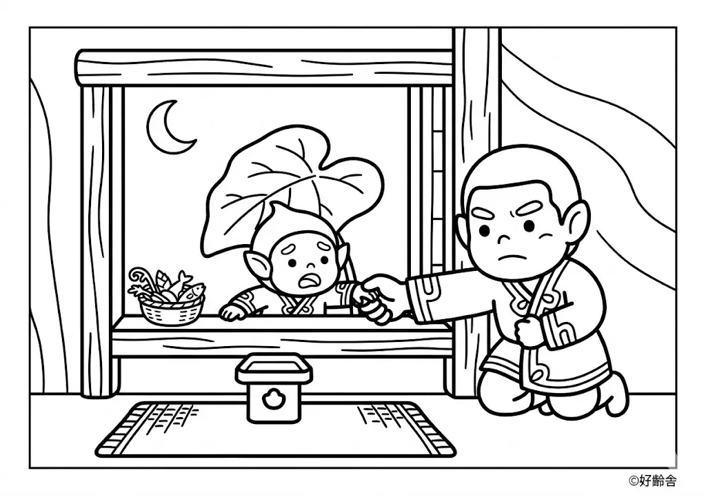 コロポックル (Koropokkuru) その三 | 高齢者(g3b3)向け無料塗り絵|昔話・物語イラスト