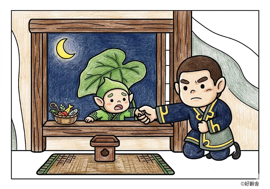 コロポックル(完成見本) (Koropokkuru) その三 | 高齢者(g3b3)向け無料塗り絵|昔話・物語イラスト