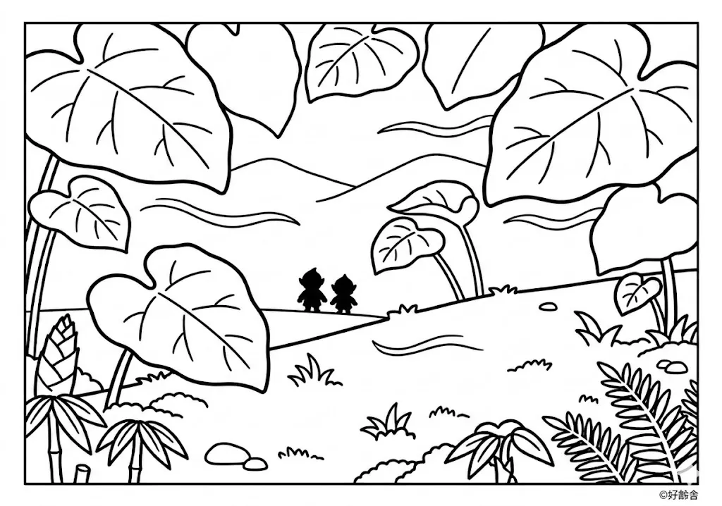 コロポックル (Koropokkuru) その四 | 高齢者(g3b3)向け無料塗り絵|昔話・物語イラスト