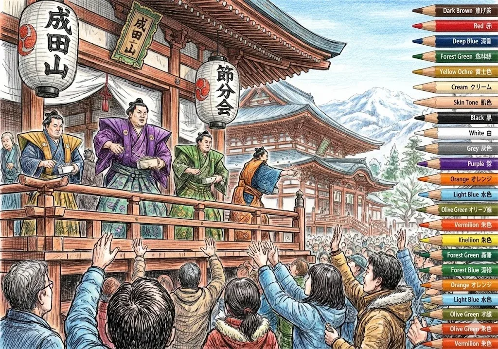 세쓰분 — 콩 던지기 도안 4 색칠본