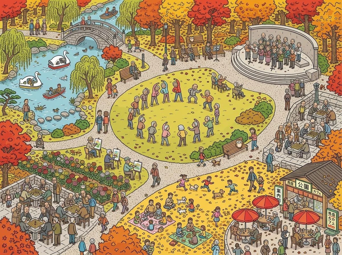 Free Picture Puzzle: Autumn Park Concert & Open-Air Stage