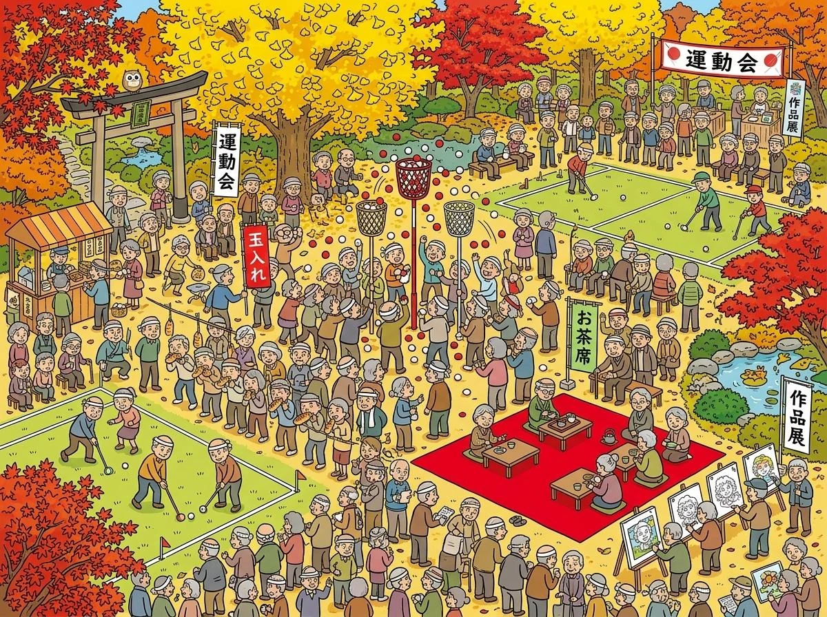 Free Picture Puzzle: Autumn Sports Day & School Art Exhibition