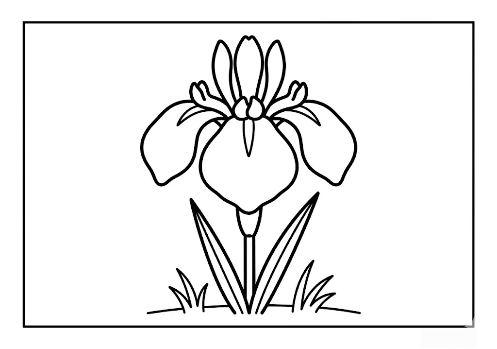 Printable 꽃창포 색칠 도안 for seniors