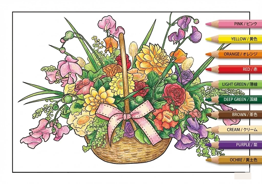 Colored 이케바나 컬러링북 색칠 도안 example
