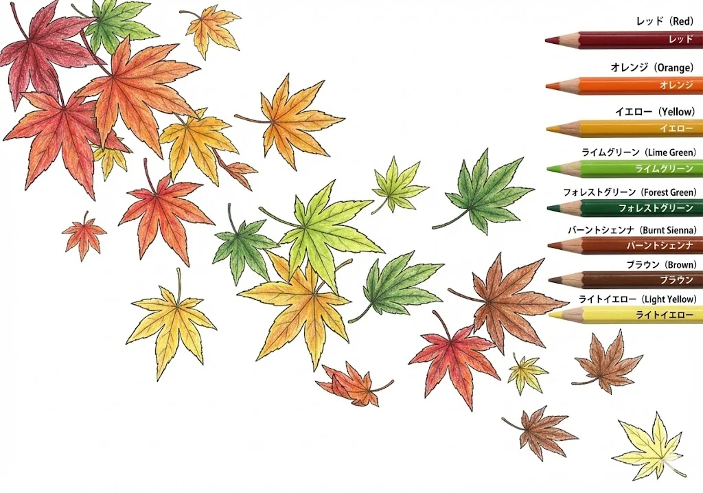 Colored Coloring book of 단풍 색칠 도안 example