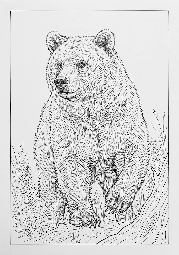 Desenho para colorir para idosos: Urso — para imprimir