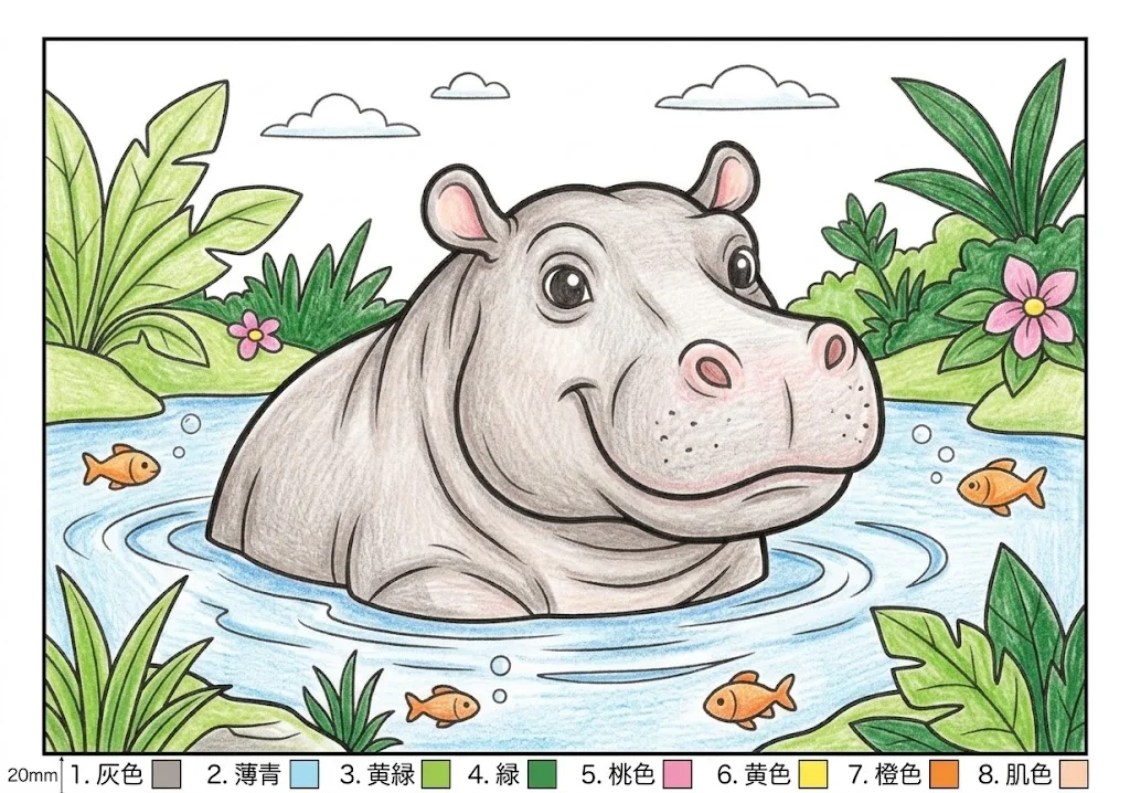 Exemplo colorido: Hipopótamo