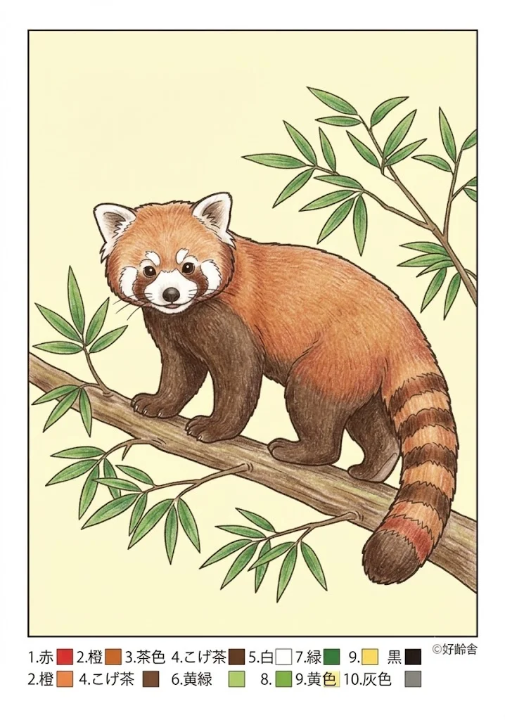 Exemplo colorido: Panda-vermelho