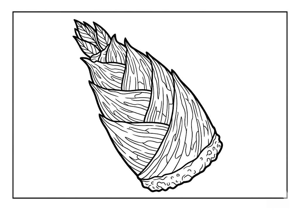 Página de livro de colorir imprimível de broto de bambu para idosos