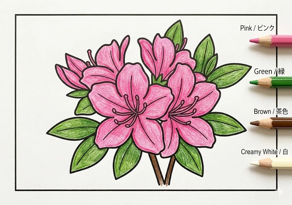 Exemplo colorido do livro de colorir de Azaleia