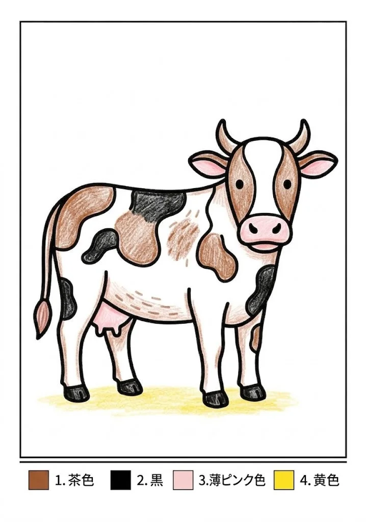 Dibujo para colorear para mayores: Vaca — ejemplo en color