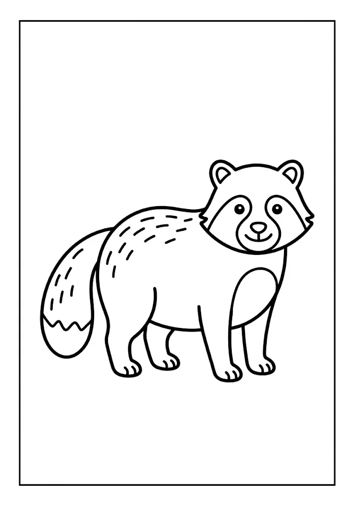 Dibujo para colorear para mayores: Perro mapache — para imprimir
