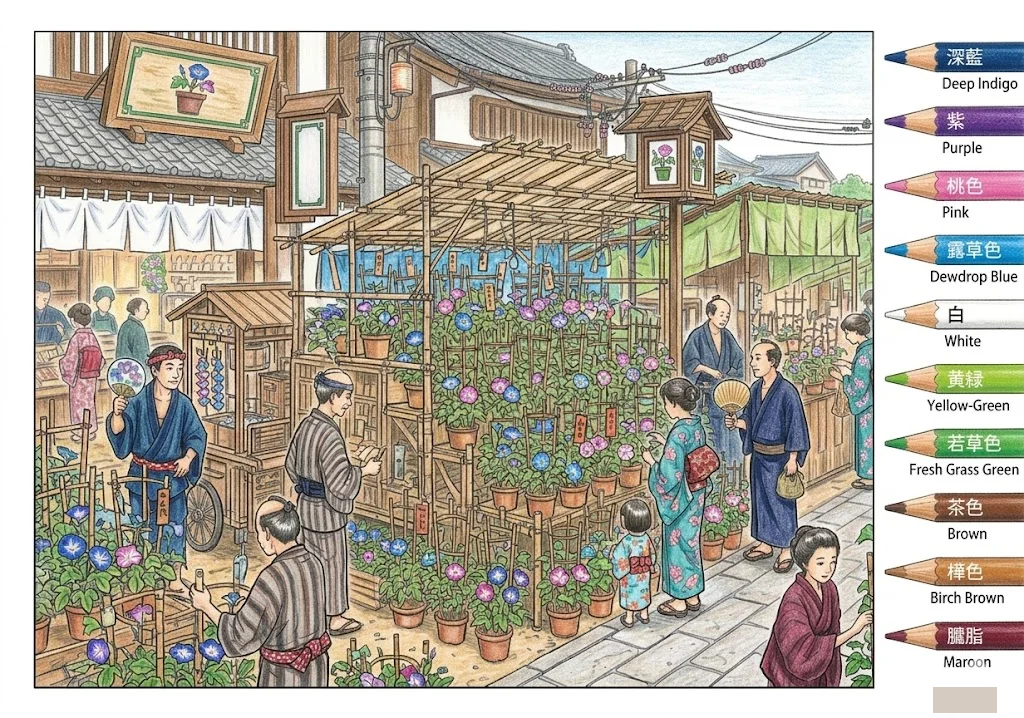Diseño 4 coloreado de Gloria de la mañana Ichi — Mercado de glorias de la mañana