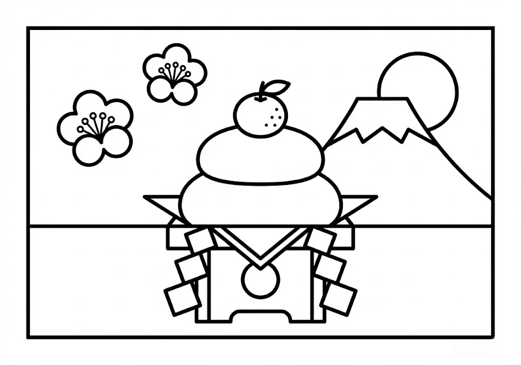 Oshougatsu — New Year coloring page