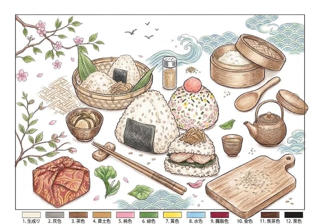 Diseño 4 coloreado de Onigiri