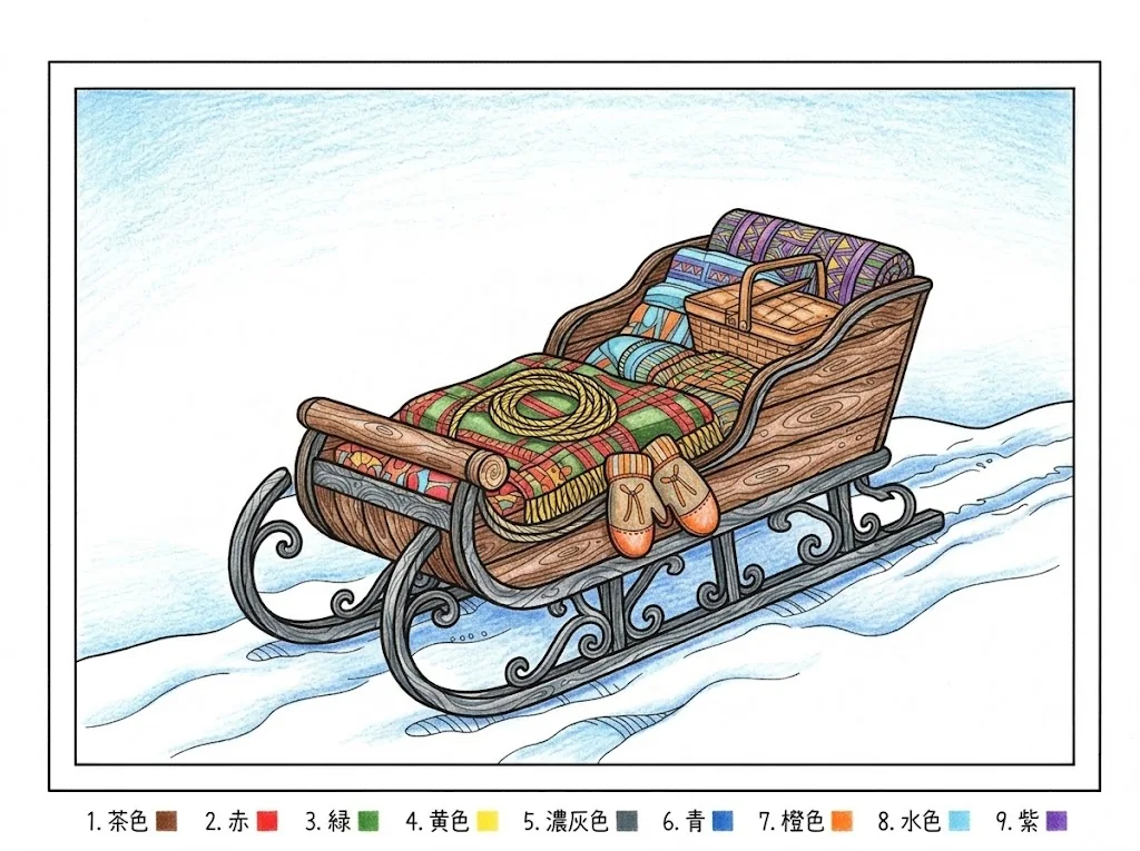 Ejemplo de dibujo coloreado: Trineo
