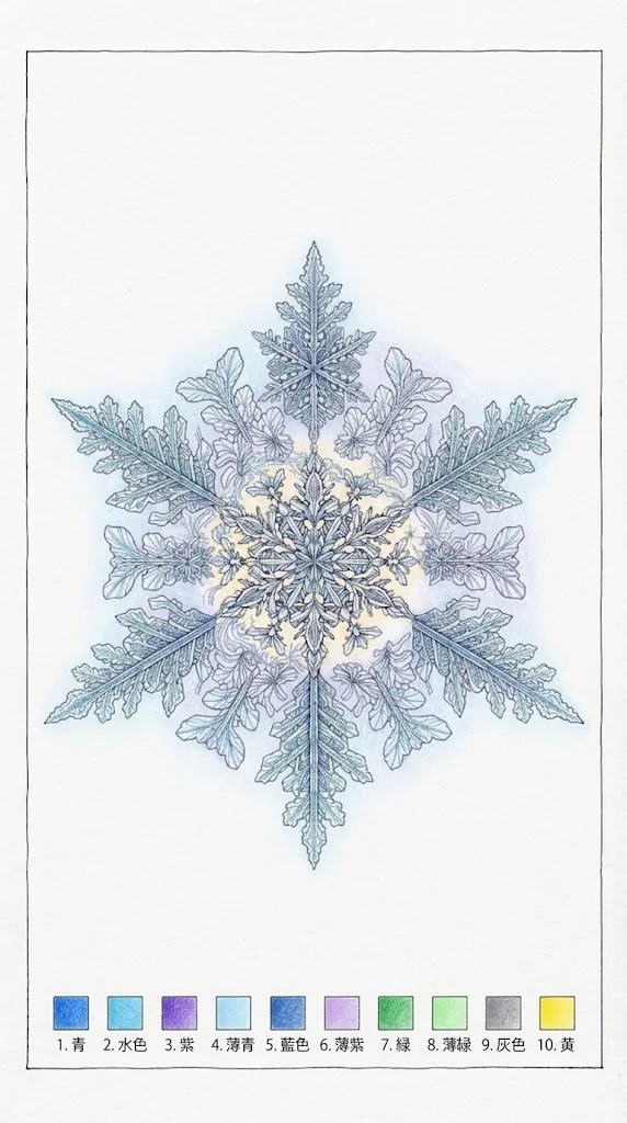 Ejemplo de dibujo coloreado: Copo de nieve