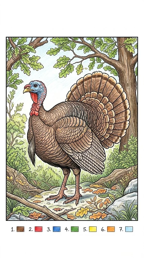 Ejemplo de dibujo coloreado: Pavo