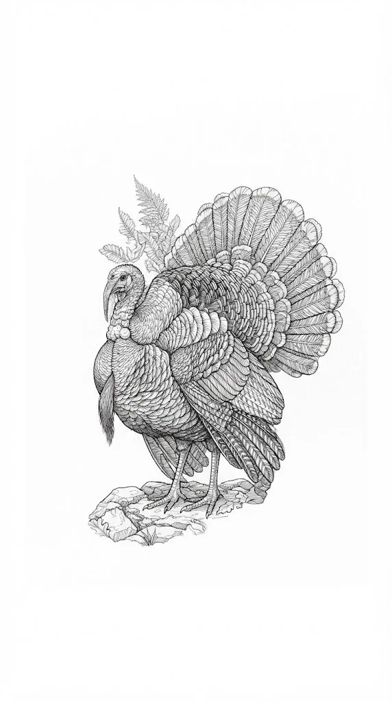 Dibujo para colorear gratis para adultos mayores: Pavo