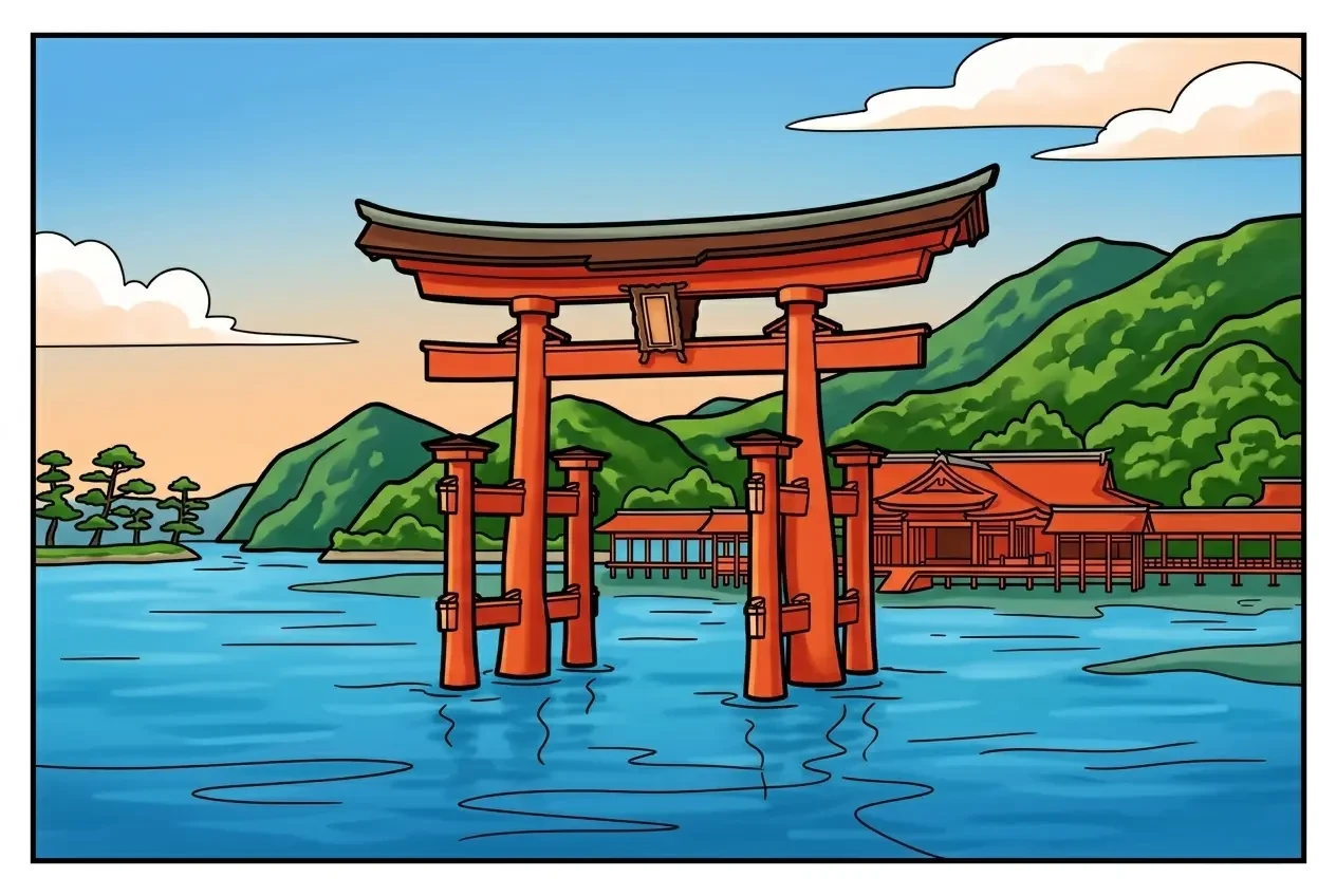 Muestra coloreada: Itsukushima
